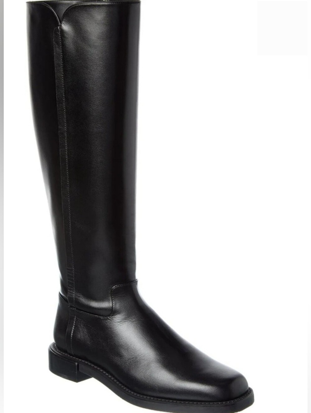 Stuart Weitzman SW Knee High Boots 8.5 Black Leather Square Toe Riding New $800